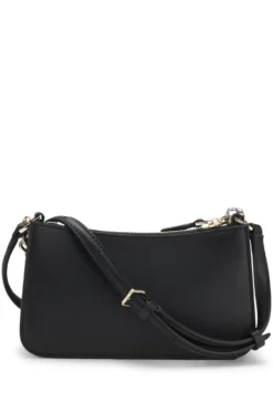 Faux-leather crossbody bag with decorative chain