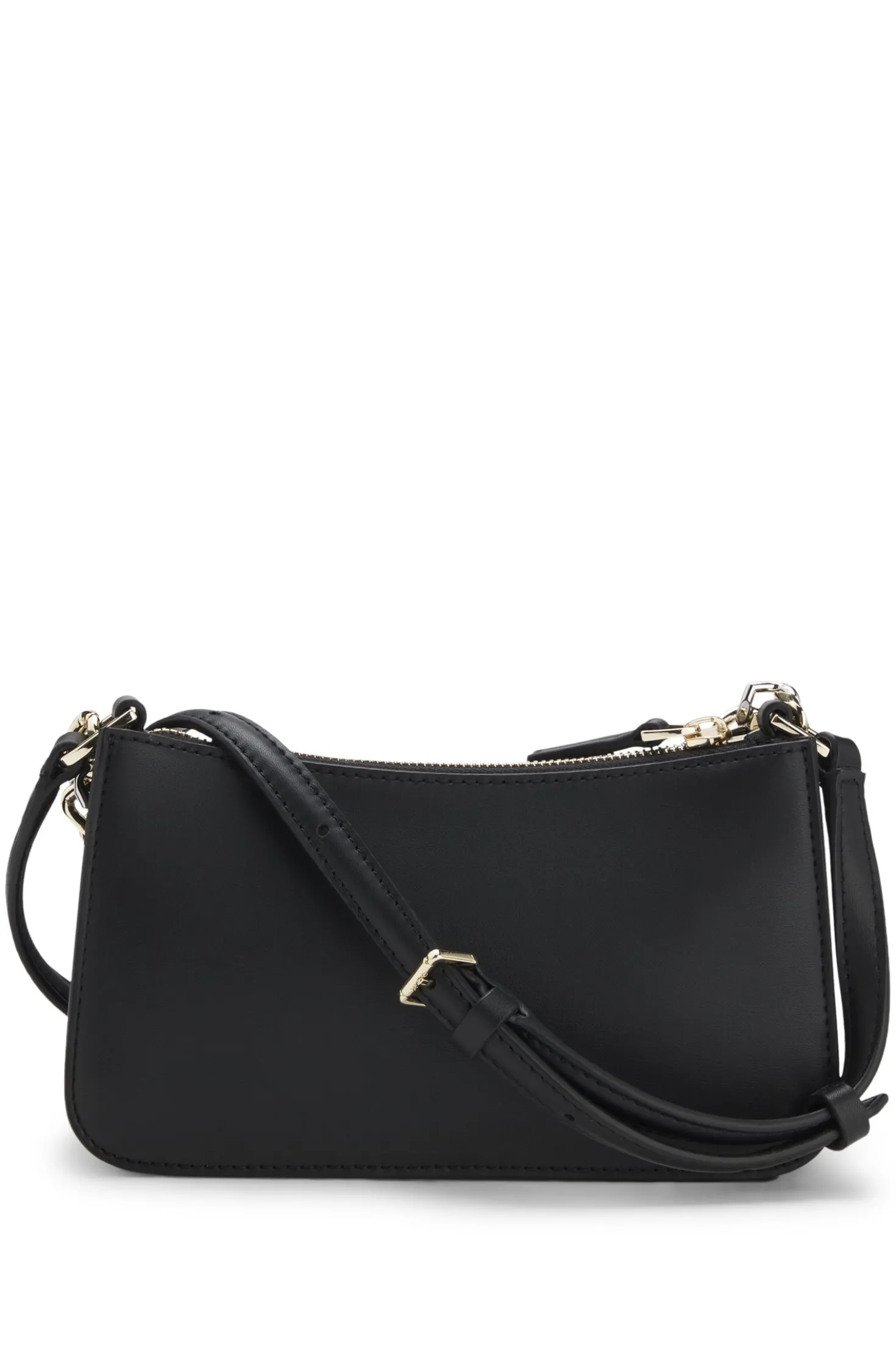 Faux-leather crossbody bag with decorative chain