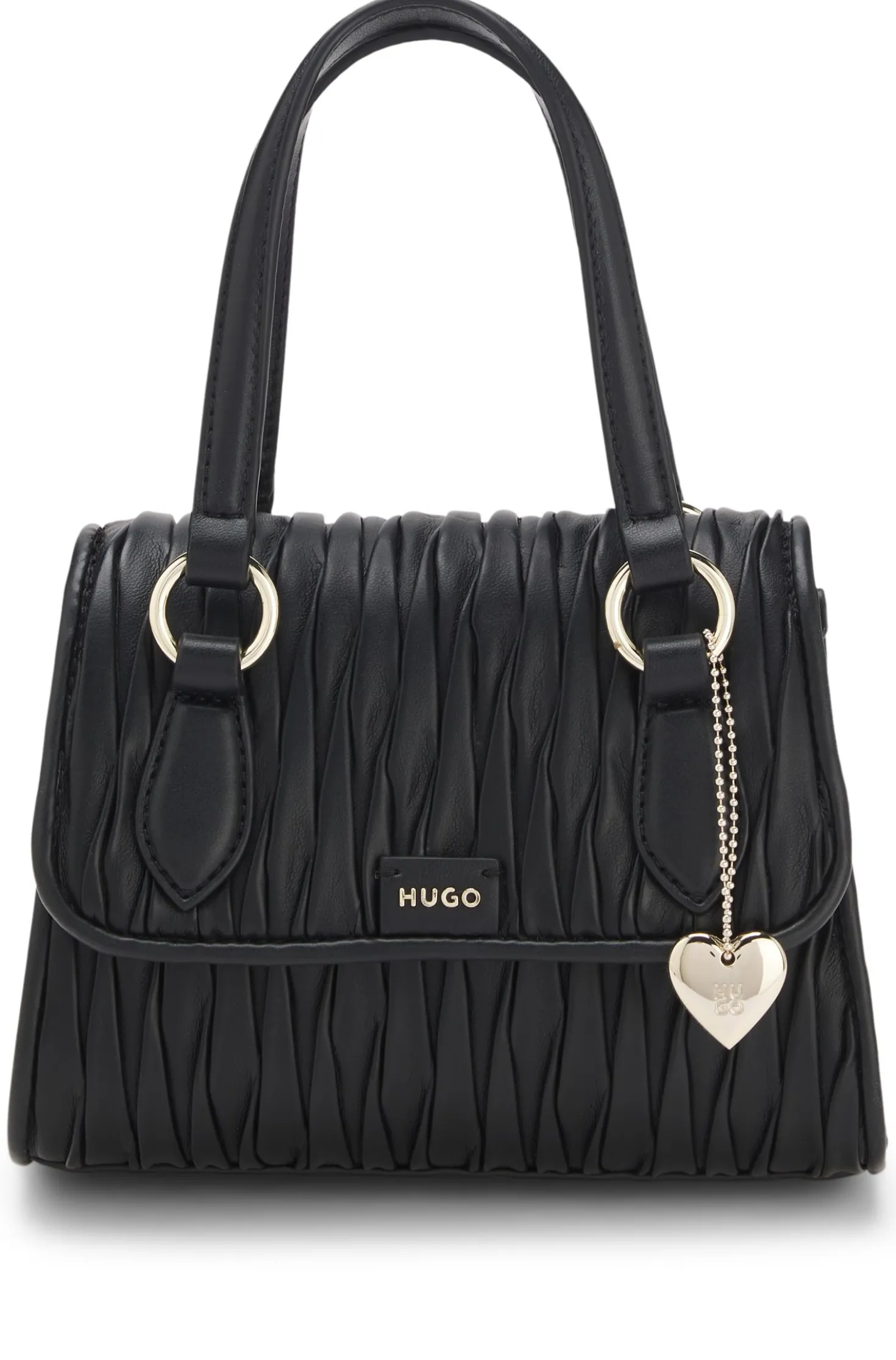 Faux-leather handbag with heart charm