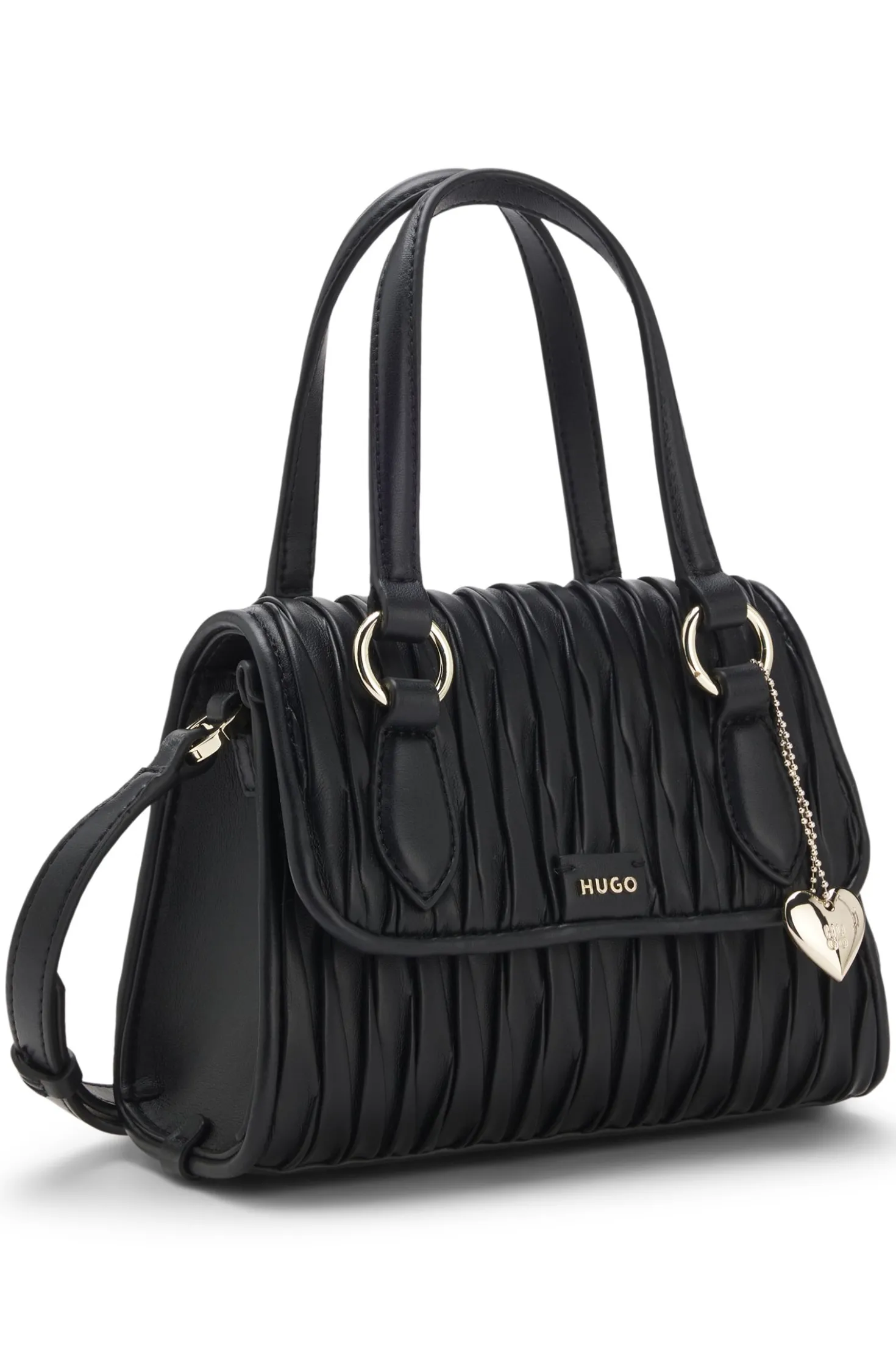 Faux-leather handbag with heart charm