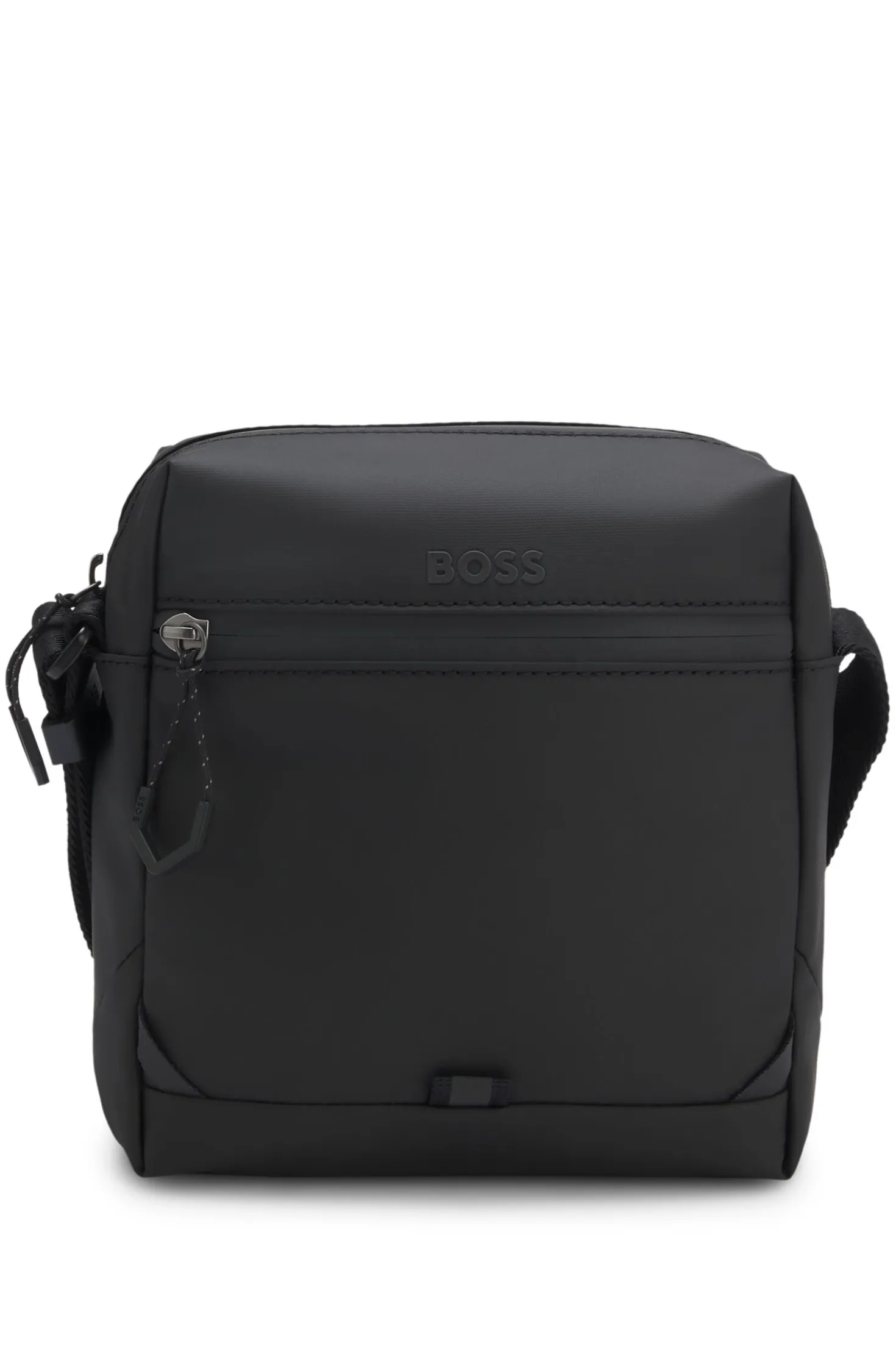 Faux-leather reporter bag with reflective details
