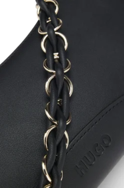 Faux-leather shoulder bag with two straps