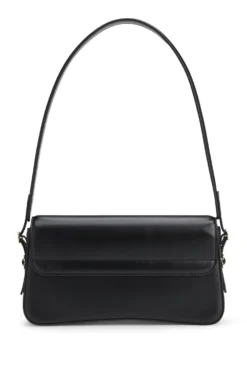 Faux-leather shoulder bag with logo lettering