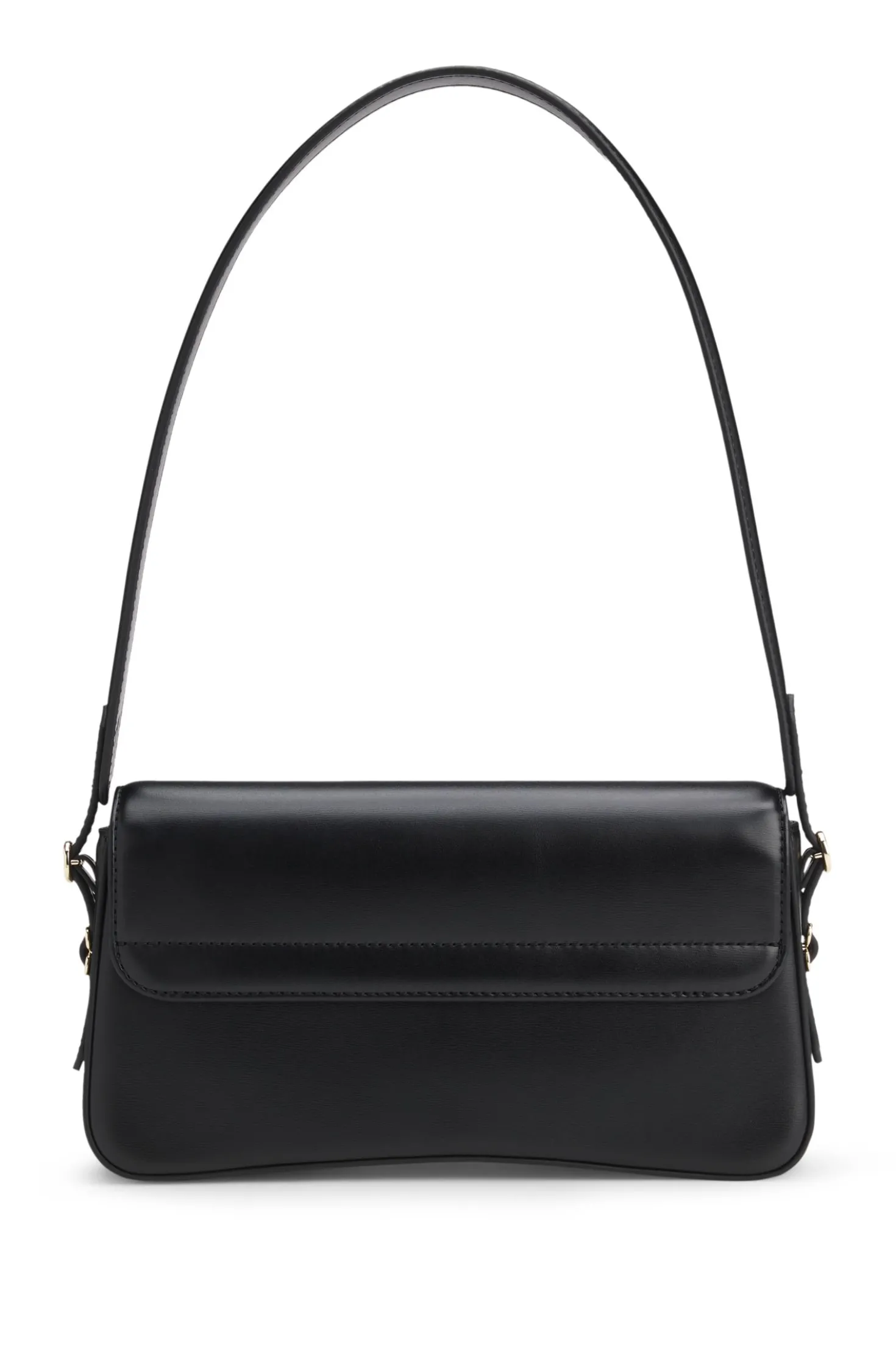 Faux-leather shoulder bag with logo lettering