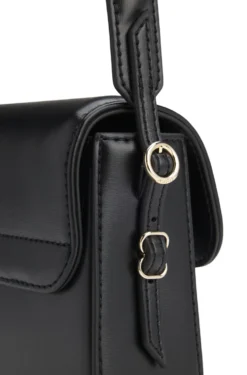 Faux-leather shoulder bag with logo lettering