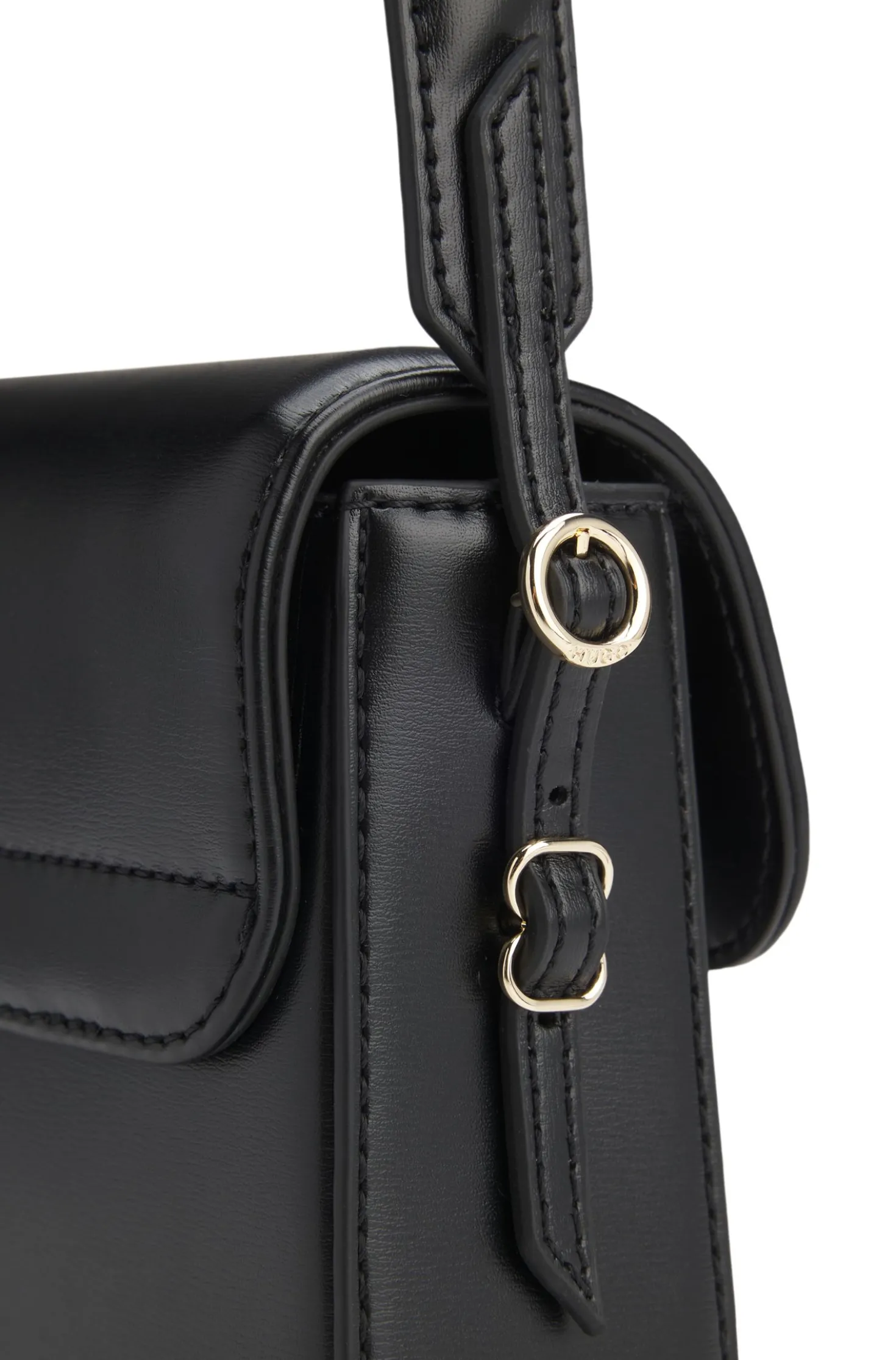 Faux-leather shoulder bag with logo lettering
