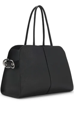 Faux-leather tote bag with embossed logo