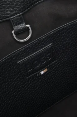 Faux-leather tote bag with embossed logo