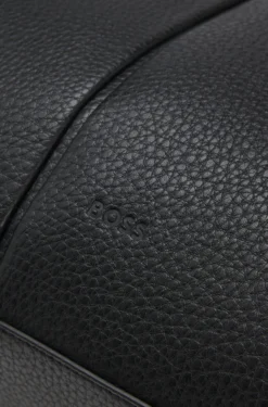 Faux-leather tote bag with embossed logo