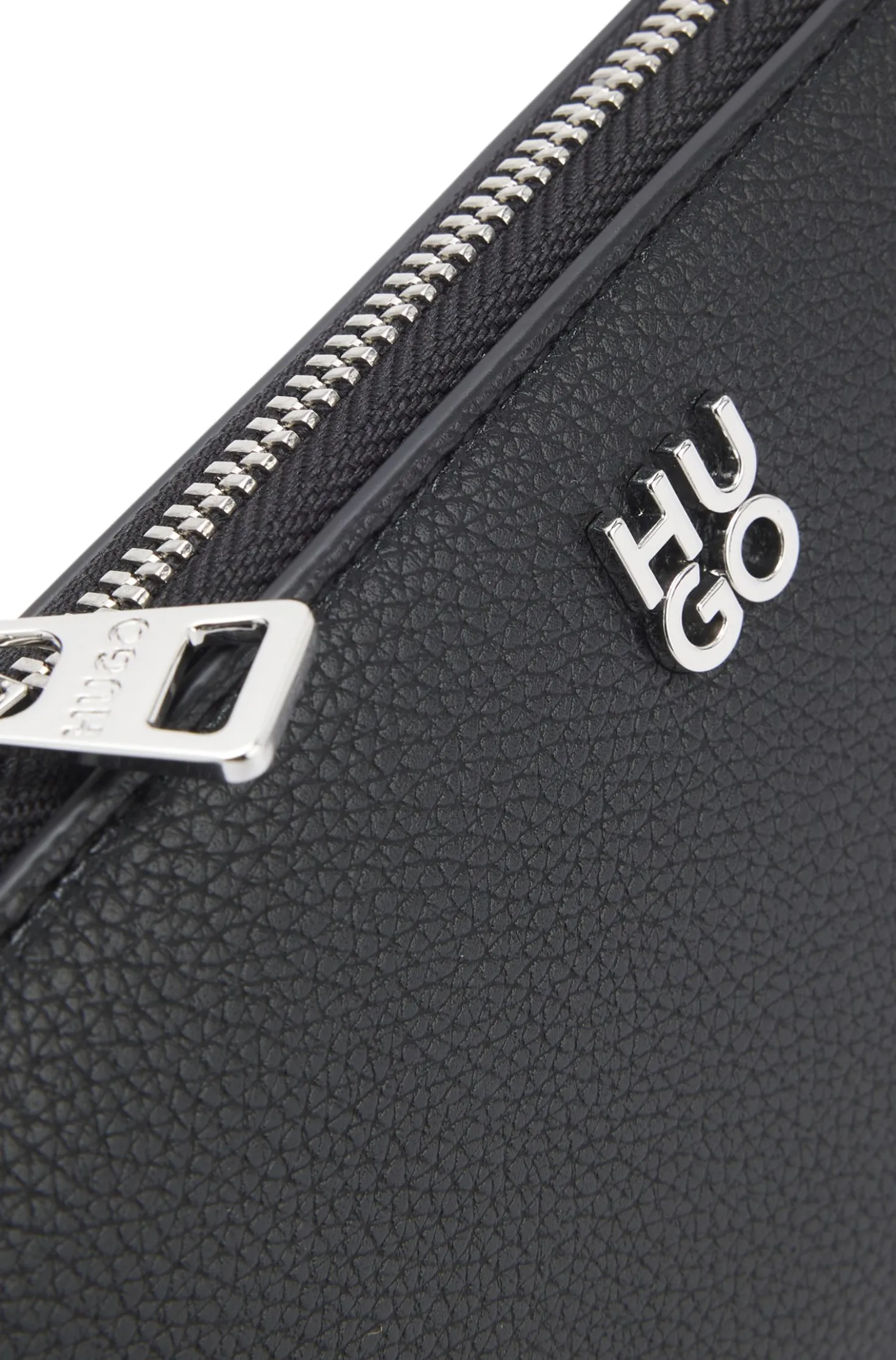Faux-leather ziparound wallet with stacked logo
