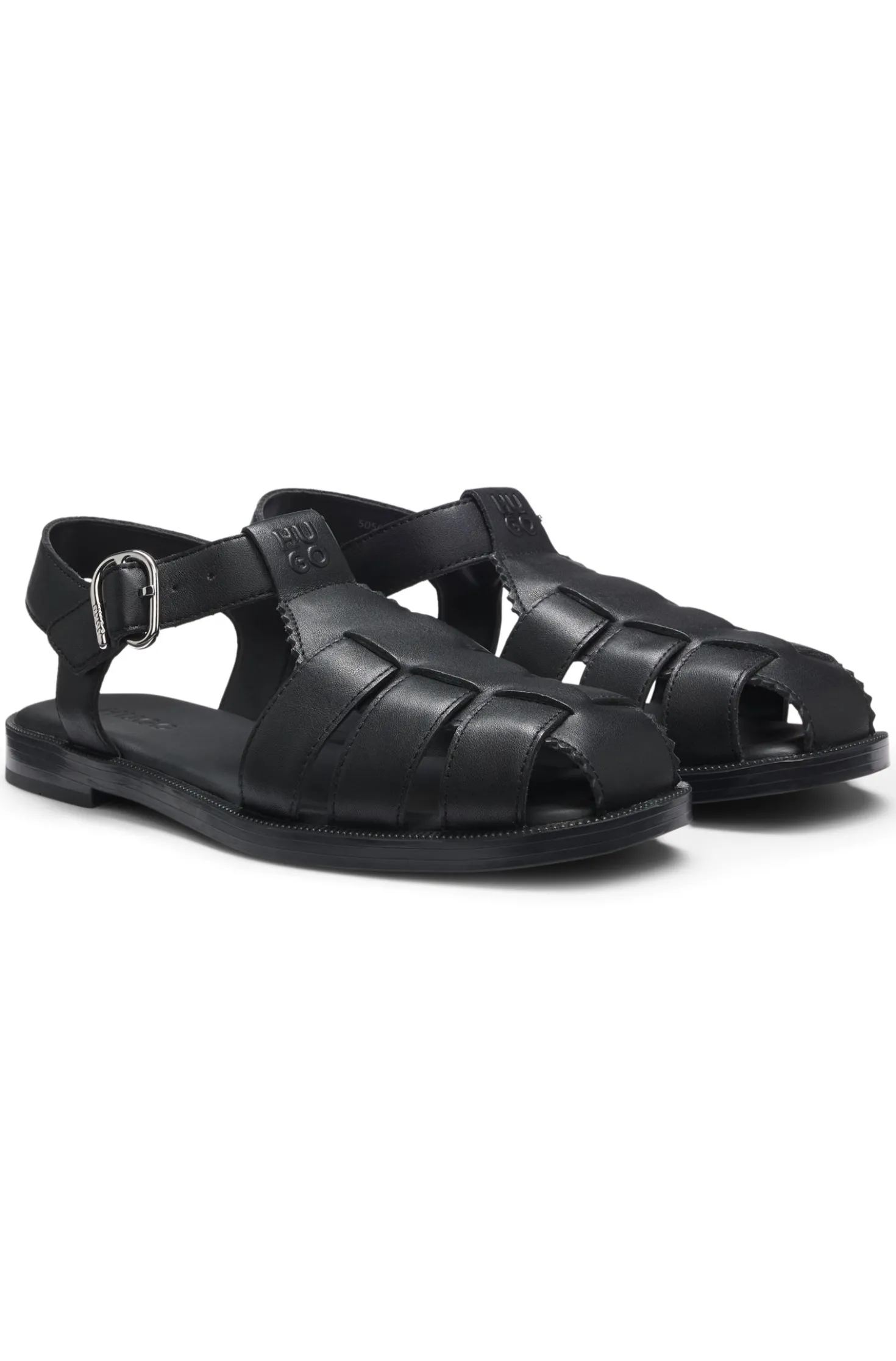 Fisherman-style sandals in leather with stacked logo