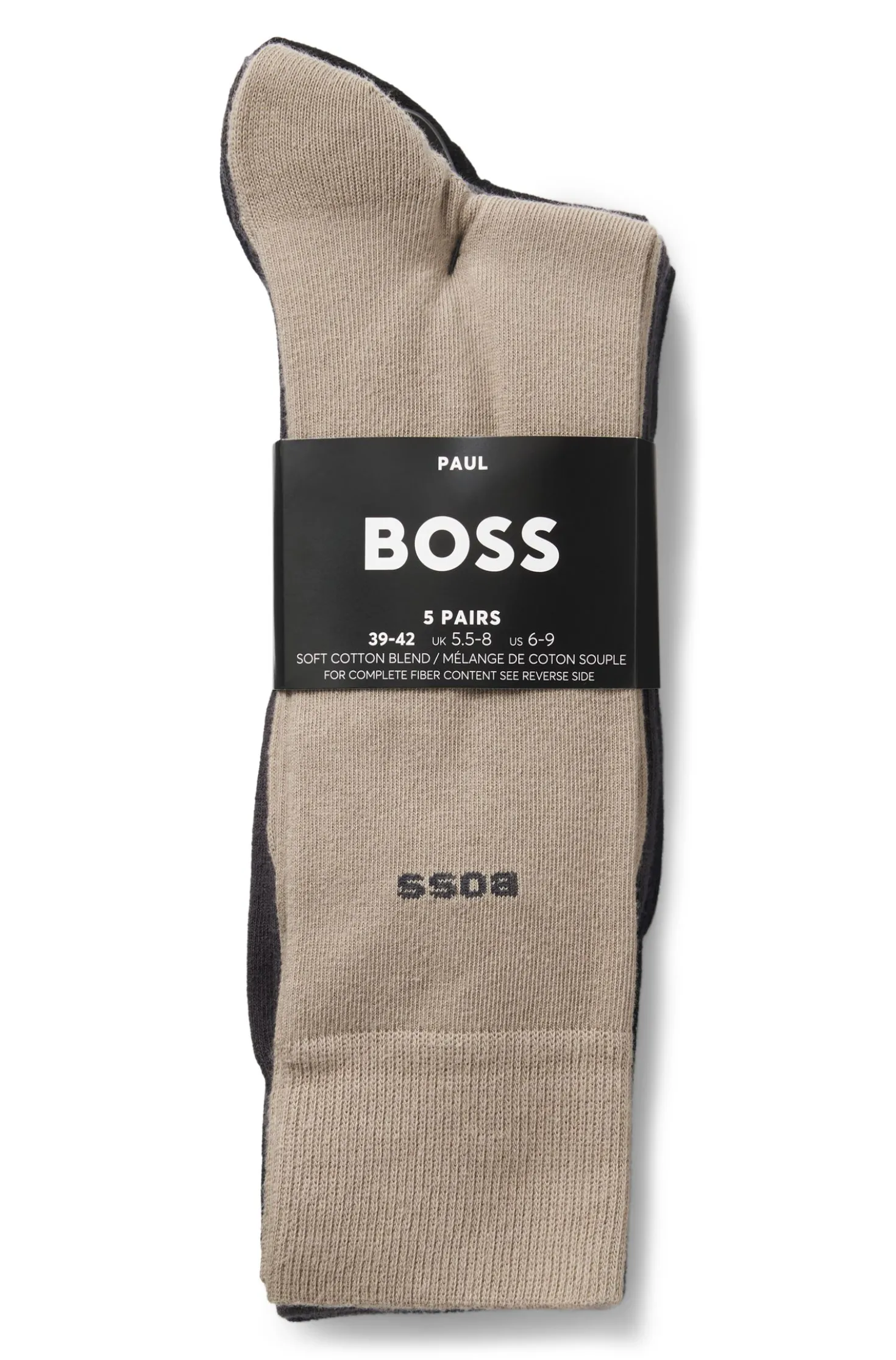 Five-pack of regular-length socks in a cotton blend