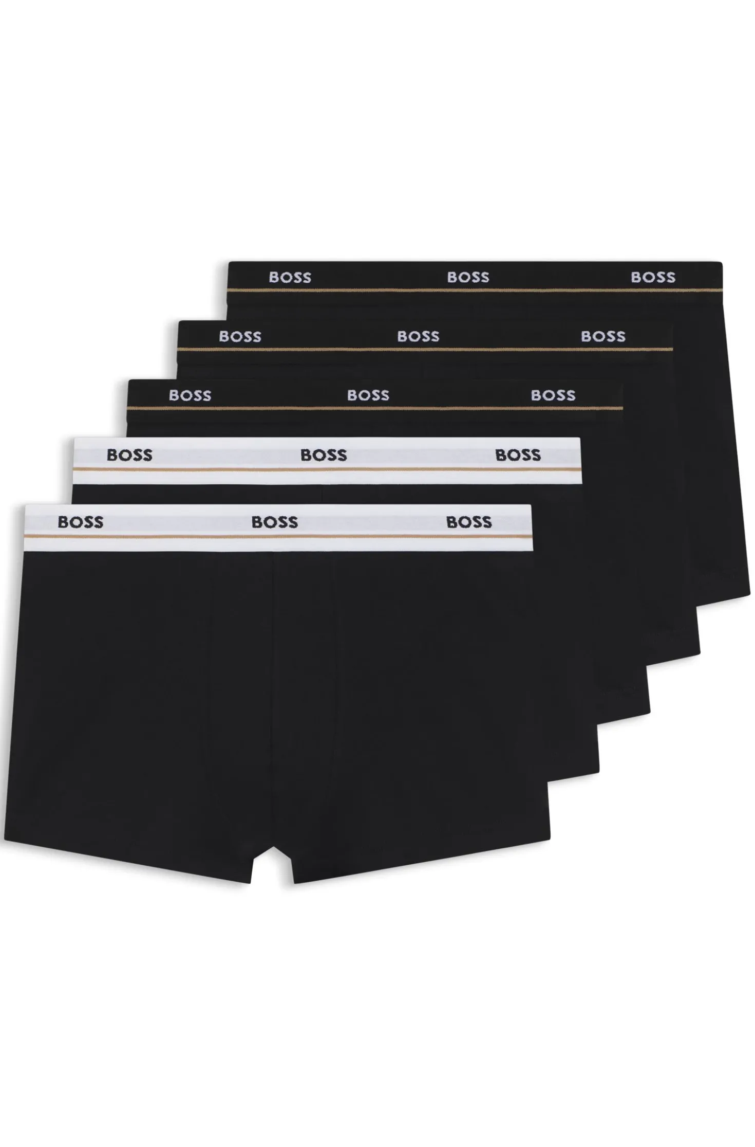 Five-pack of stretch-cotton trunks with logo waistbands
