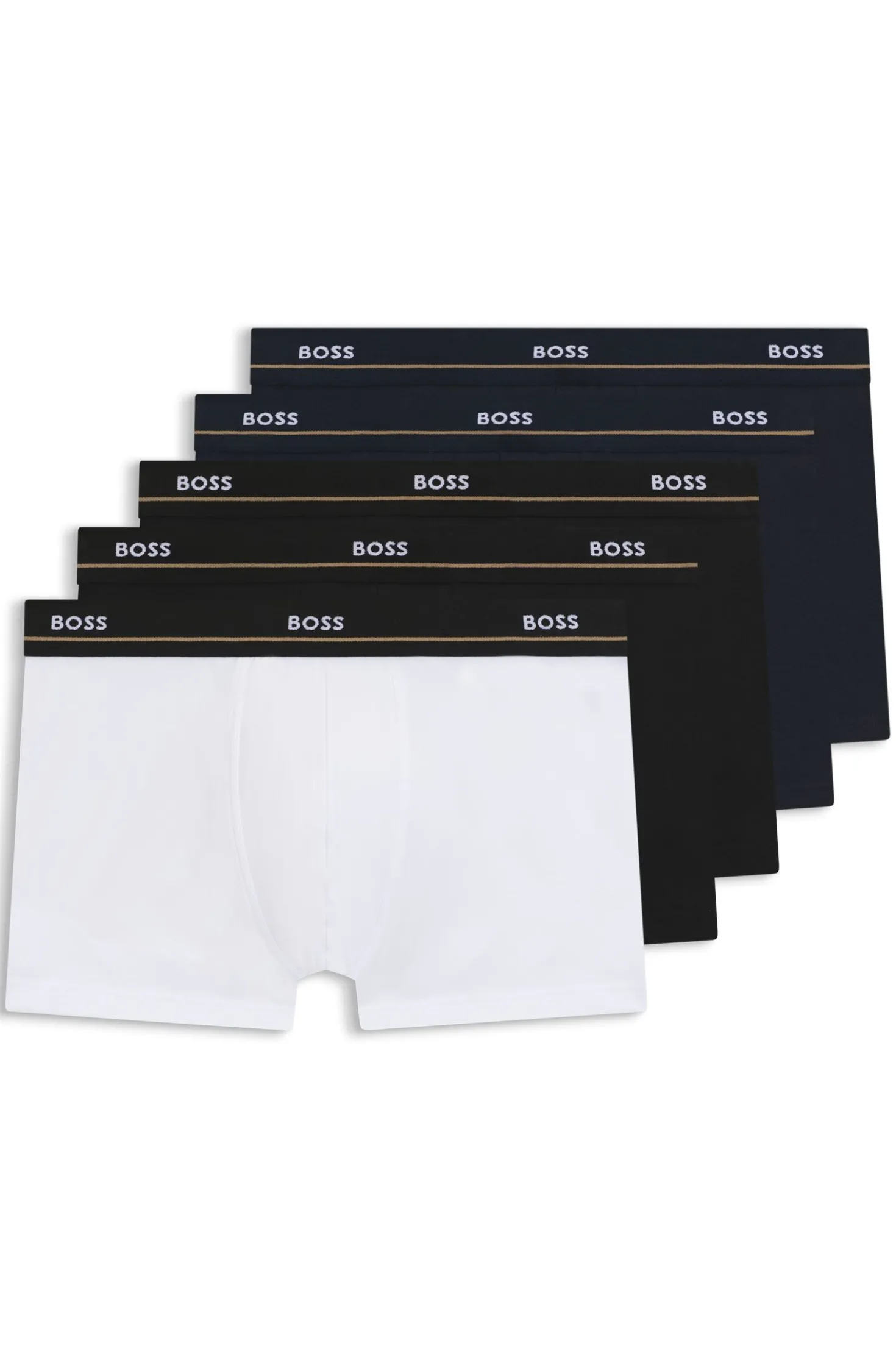 Five-pack of stretch-cotton trunks with logo waistbands