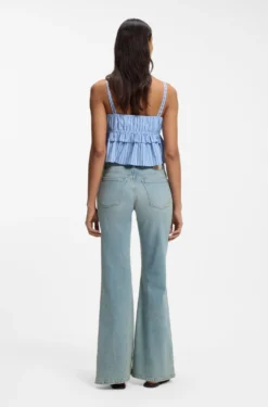 Flared-leg jeans in light-blue denim