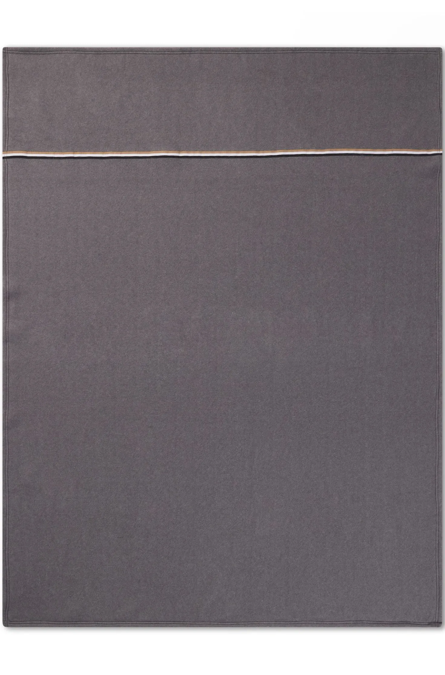 Fleece throw with signature-stripe ribbon