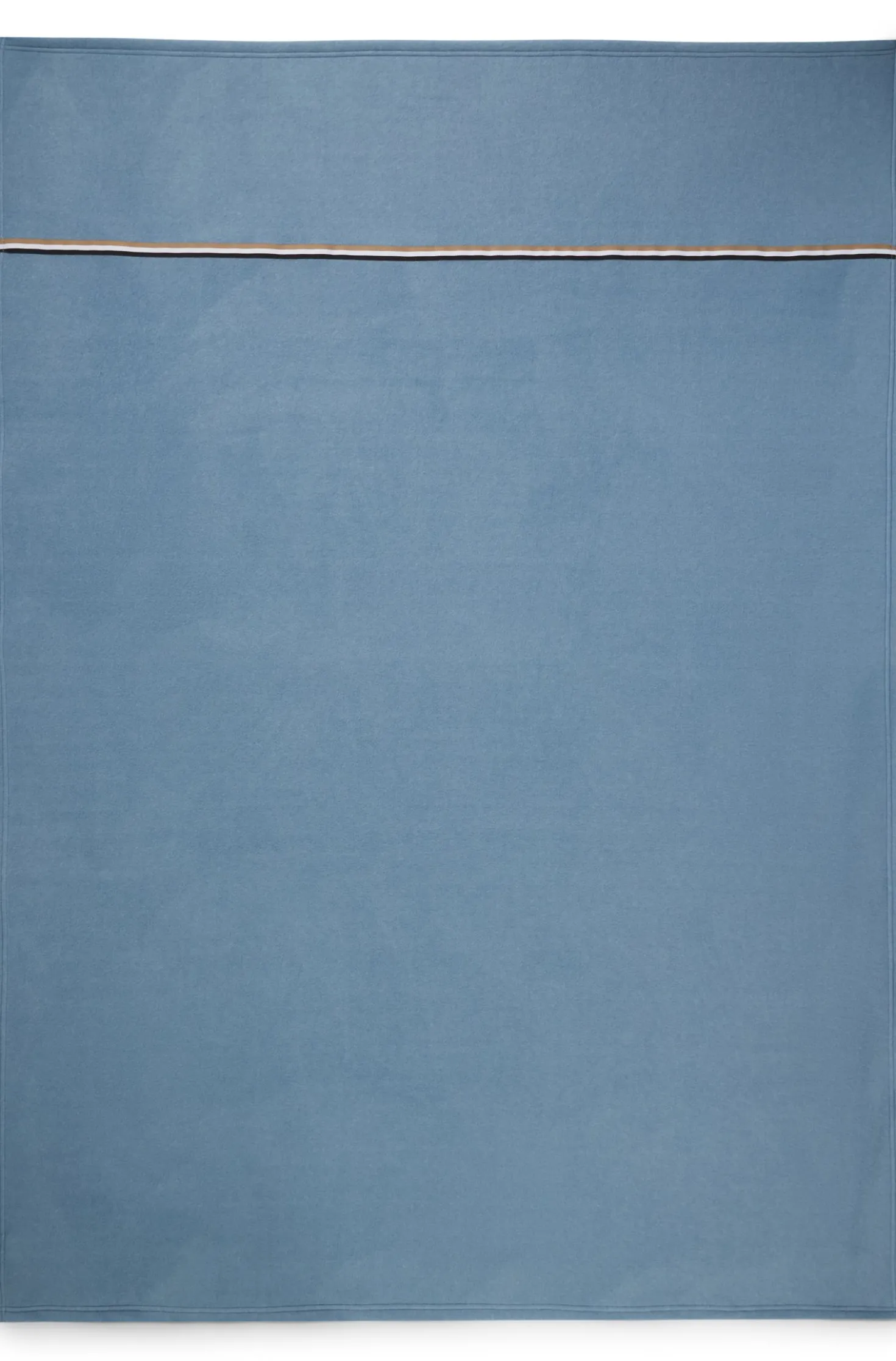 Fleece throw with signature-stripe ribbon