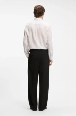 Formal trousers with adjustable waistband and virgin wool blend