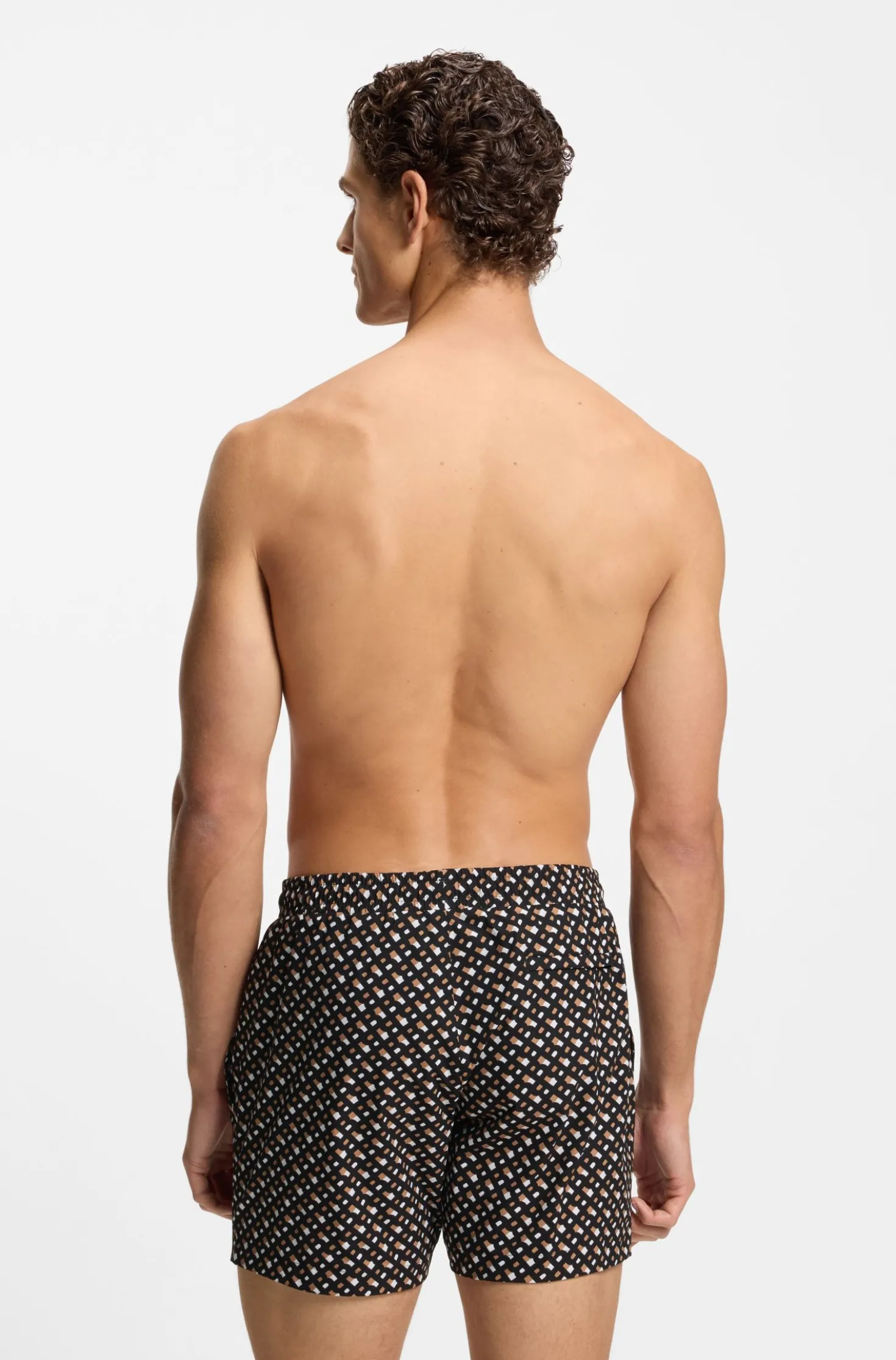 Fully lined quick-dry swim shorts with monogram print