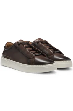 Gary trainers in brushed leather with elastic laces
