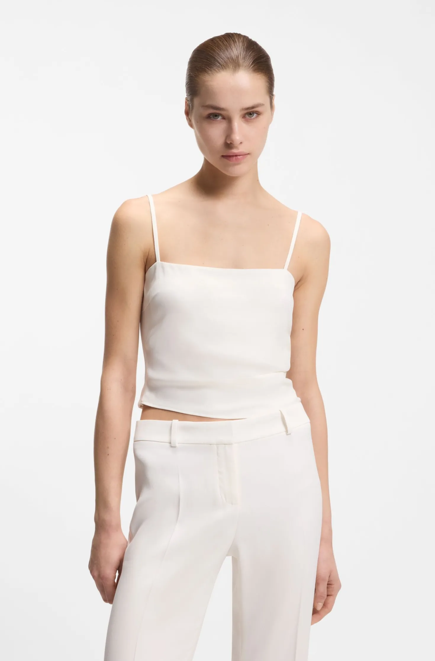 Gathered bandeau top with straps