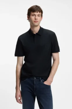 Geometric-jacquard polo shirt in cotton