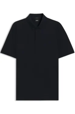 Geometric-jacquard polo shirt in cotton