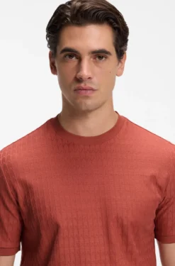 Geometric-jacquard T-shirt in cotton