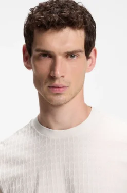 Geometric-jacquard T-shirt in cotton