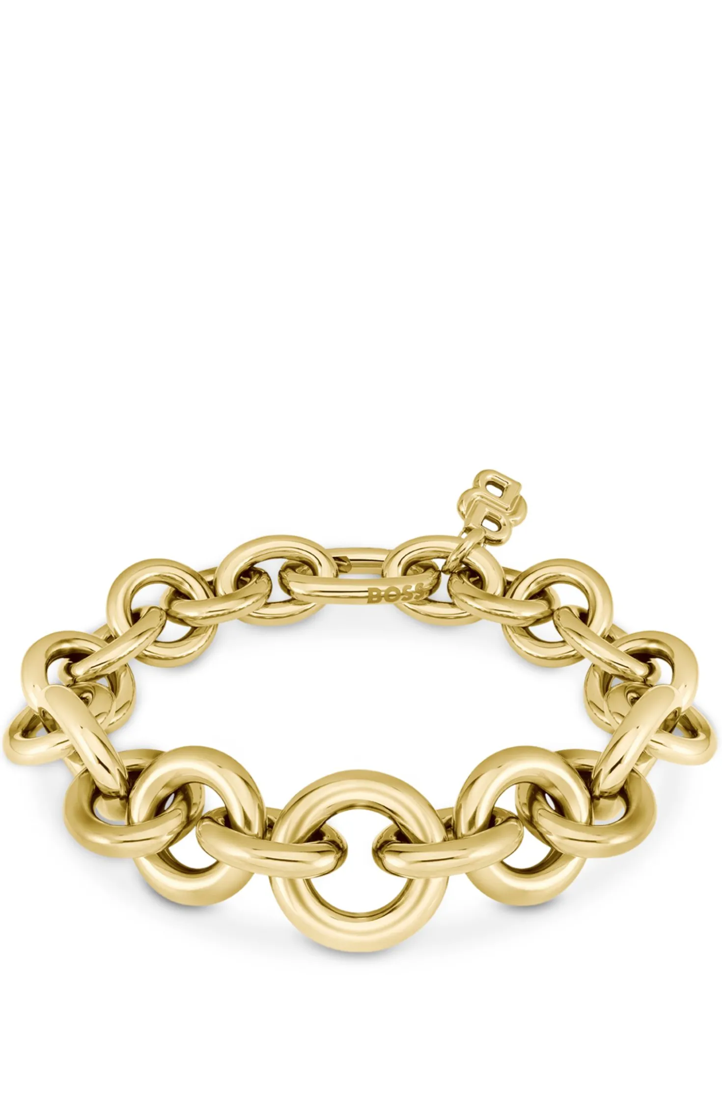 Gold-tone bracelet with circle and oval links
