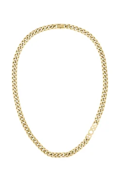 Gold-tone curb-chain necklace with logo link