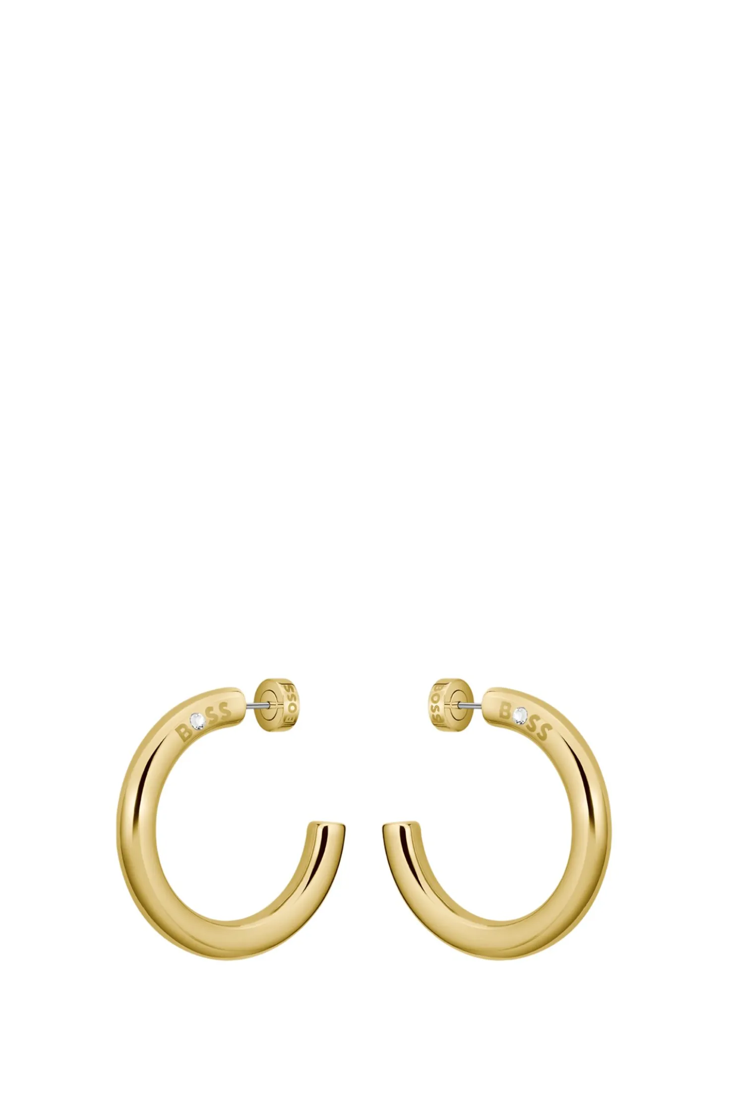 Gold-tone hoop earrings with logo detail