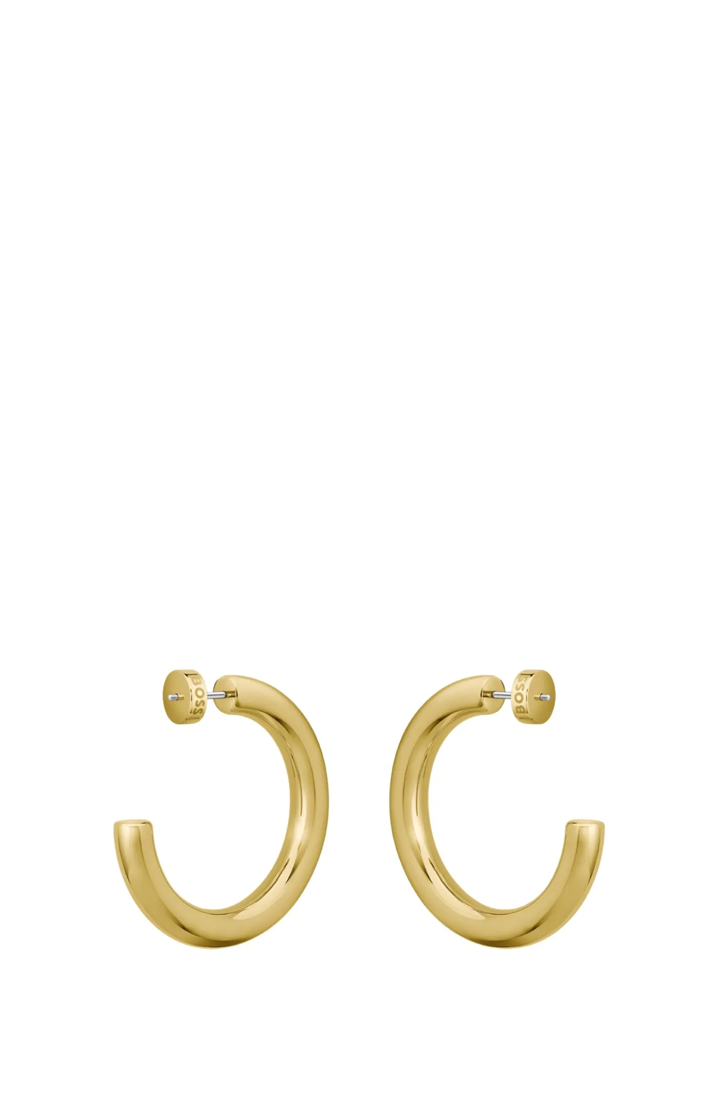 Gold-tone hoop earrings with logo detail