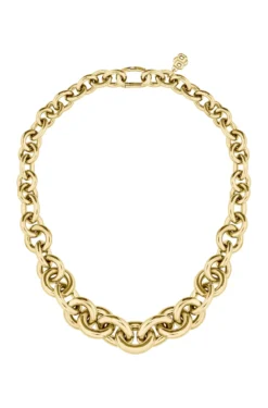 Gold-tone necklace with circle and oval links