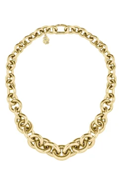 Gold-tone necklace with circle and oval links