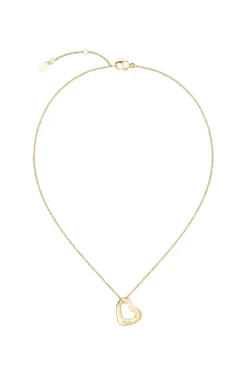 Gold-tone necklace with open-heart pendant