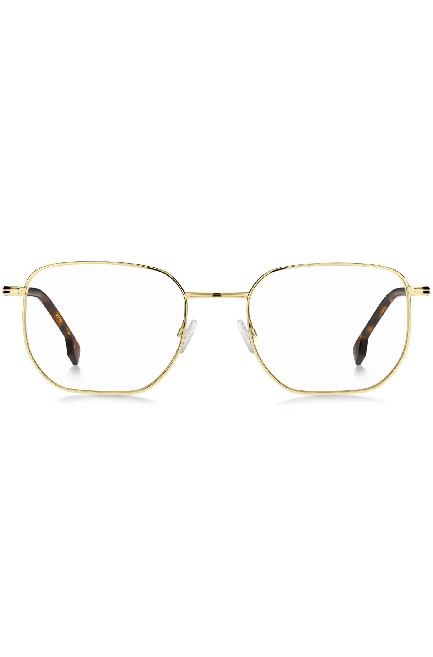 Gold-tone optical frames with Havana end tips