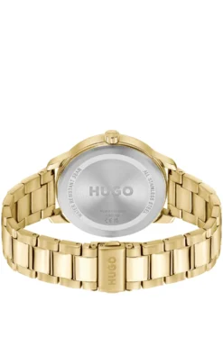 Gold-tone watch with black subeyes