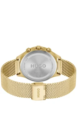 Gold-tone watch with blue dial
