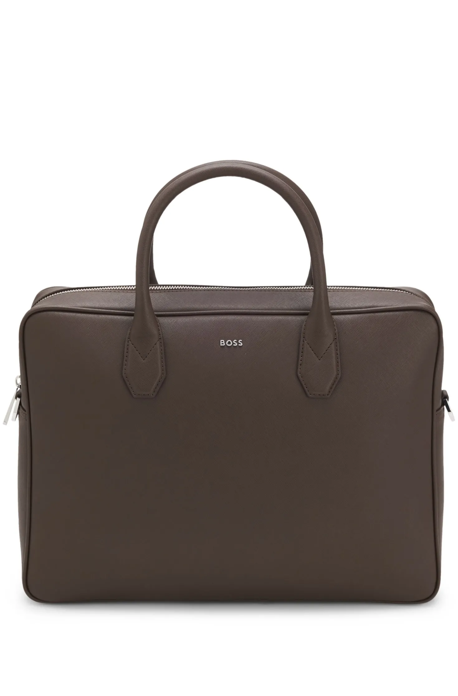 Grained document case with logo lettering