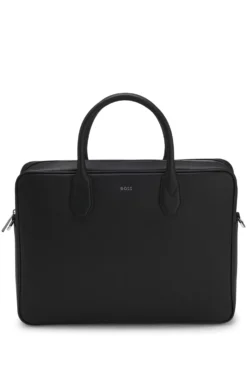 Grained document case with logo lettering