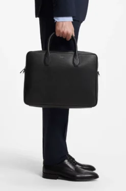 Grained document case with logo lettering