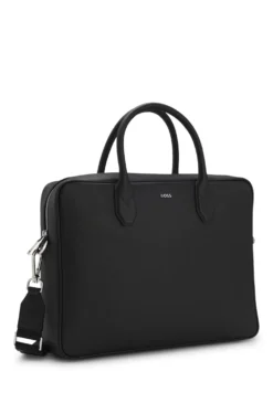 Grained document case with logo lettering