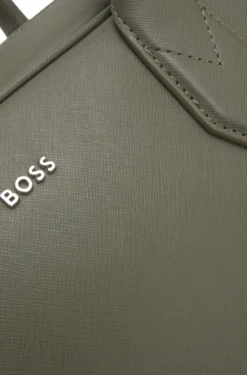 Grained document case with logo lettering