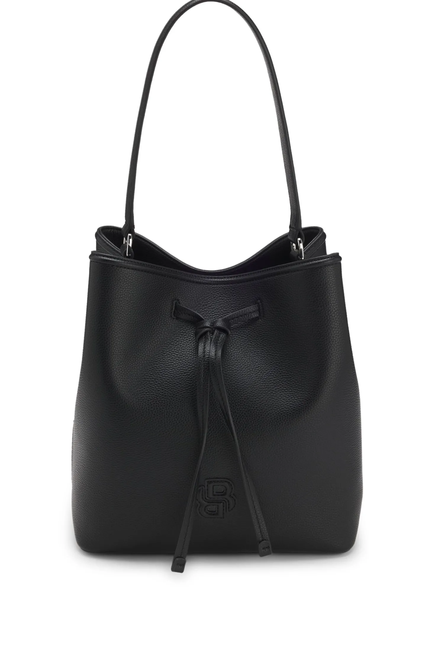 Grained faux-leather bucket bag with Double B monogram