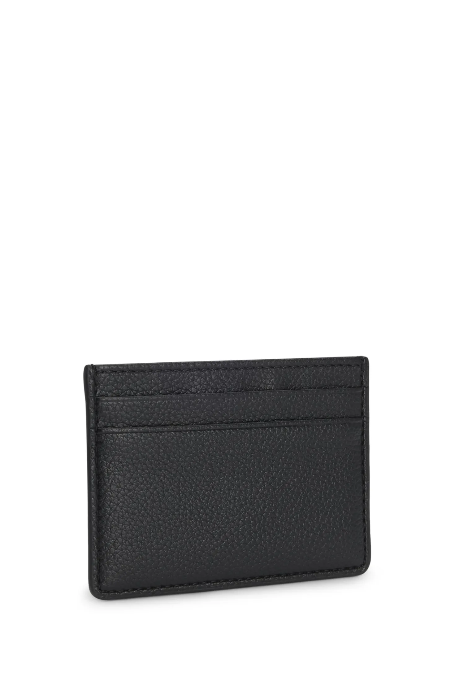 Grained faux-leather card holder with signature-stripe trim
