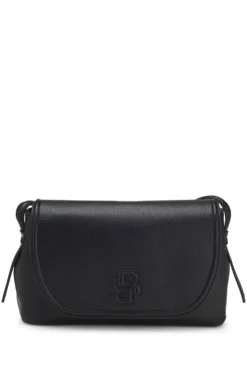 Grained faux-leather crossbody bag with Double B monogram