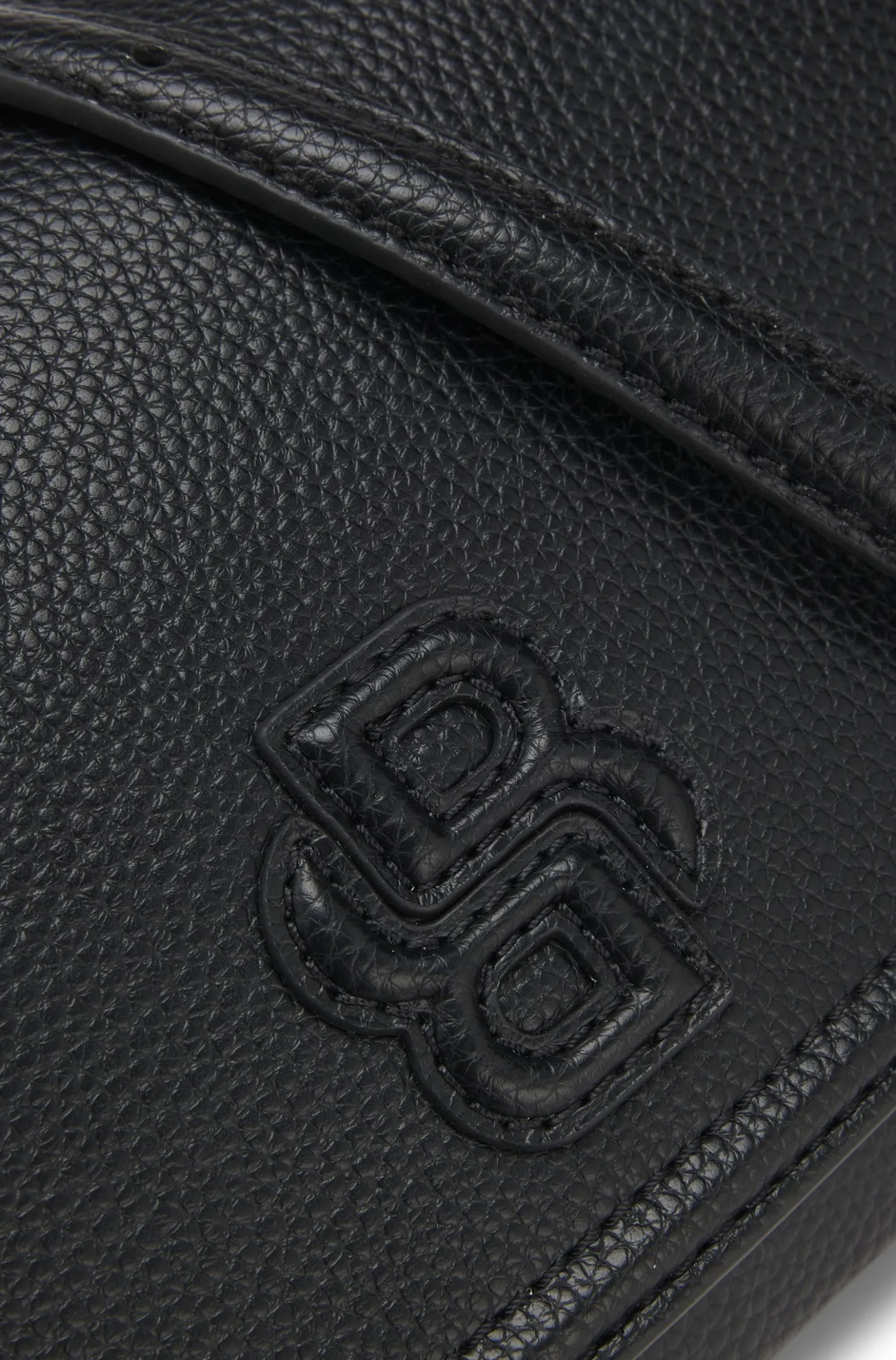 Grained faux-leather crossbody bag with Double B monogram