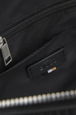 Grained faux-leather document case with signature-stripe trim