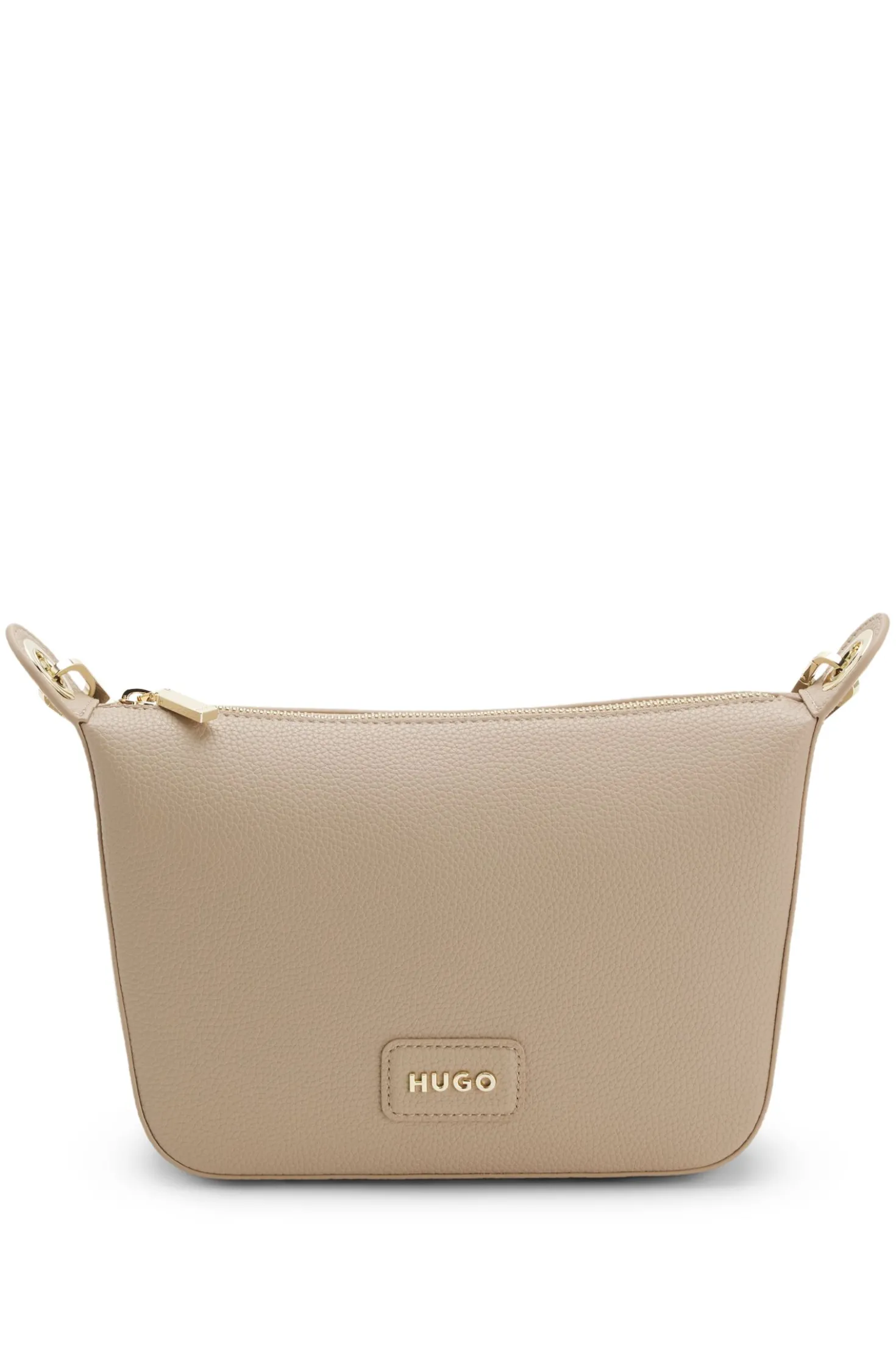 Grained faux-leather shoulder bag with gold-tone hardware